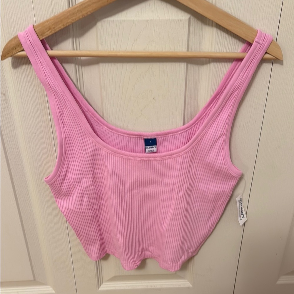 NWT Old Navy Pink Ribbed cropped Tank Top size large